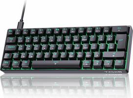 TMKB T61SE žaidimų mechaninė klaviatūra su vokišku QWERTZ išdėstymu, raudonas jungiklis, juoda