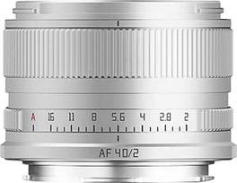 TTARTISAN AF 40 mm F2 L montavimo objektyvas su automatiniu fokusavimu, didelės diafragmos kompaktiškas lengvas fotoaparato objektyvas, suderinamas su L montavimo fotoaparatais (sidabrinis)