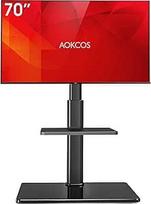 TV stovas TV grindų stovas 32-70 colių televizoriams, sveriantiems iki 40 kg, TV stovas su 2 pakopų lentynomis, reguliuojamas TV stovo aukštis, pasukamas pakreipimas, maks. VESA 400 x 400 mm (juoda)