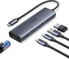 UGREEN 10Gb/s USB C šakotuvo eterneto adapteris su 2 x USB C 3.2 ir 2 x USB A LAN adapteriu, suderinamas su "iPhone 16", "iPad Pro/Air", "MacBook Pro/Air", "Galaxy S24", "Steam Deck" ir kt.
