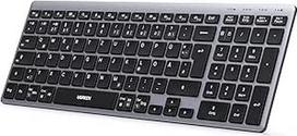 UGREEN "Bluetooth" belaidė klaviatūra (BT5.4+2.4G), itin plona žirklinė klaviatūra, 3 kanalų įkraunama klaviatūra, suderinama su "Windows", "MacOS" ir "Android" QWERTZ išdėstymu