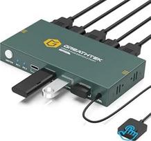 USB 3.0 HDMI KVM jungiklis 2 kompiuteriams, 1 monitoriui, 4K @ 60Hz KVM jungiklis (3 x USB 3.0 + USB C prievadas), skirtas 2 kompiuteriams dalytis monitoriumi, klaviatūra, pele, adaptyviuoju EDID, su staliniu valdikliu