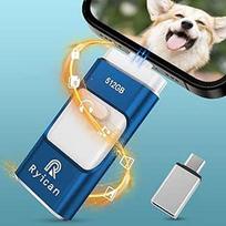USB atmintinė telefonui "Ryican" 512GB atmintinė "iOS", apsaugota slaptažodžiu, 4 in 1 USB 3.0 Photostick Pendrive USB C, skirta OTG "Android" / nešiojamiesiems kompiuteriams / kompiuteriams / planšetiniams kompiuteriams, duomenų kopijavimas vienu paspau