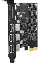 USB PCIe kortelė 5 prievadų "Power Delivery" USB 3.0 5Gb/s PCI Express išplėtimo kortelė (3 A tipo ir 2 C tipo prievadai) Greitas įkrovimas staliniam kompiuteriui
