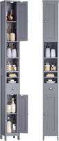 VASAGLE Vonios spintelė Tall Slim Storage Cabinet su reguliuojamomis lentynomis Stalčius Atviri skyriai Maža erdvė Modern Dove Grey BBC765G02