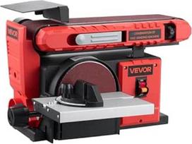 VEVOR juostinis diskinis šlifuoklis 400 W, 152,4 mm diskinis šlifuoklis ir 101,6 x 914,4 mm juostinis šlifuoklis, su 0-45° reguliuojamu darbiniu stalu ir dulkių ištraukimo jungtimi, skirtas medžio apdirbimui, peilių galandinimui