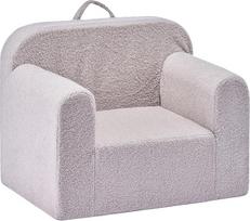 VEVOR Vaikiška sofa iš putplasčio su porankiais ir rankena, skalbiama mini sofa, pagaminta iš 28D kempinės ir pliušinės pliušinės vaikiškos skaitymo kušetės, skirta žaidimų kambariui, miegamajam, svetainei, pilkai