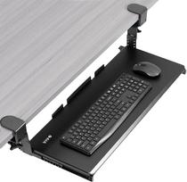 VIVO MOUNT-KB05HB Didelė reguliuojamo aukščio klaviatūros lentyna po stalu, 27" (33 su spaustukais) x 11" ištraukiama platforma, kompiuterio stalčius rašymui