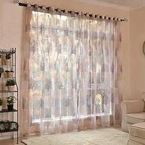 Voalo užuolaidos, smėlio spalvos langų užuolaidos gyvenamajam kambariui, 140 x 245 cm, Eyelet užuolaidos, 2 užuolaidų komplektas gyvenamajam kambariui