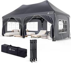 VOUNOT 3x6m Pavillon Wasserdicht mit 6 Seitenwänden, Faltpavillon Stabil, Partyzelt Winterfest, UV-Schutz 50+, Gartenzelt Faltbar mit 6 Sandsäcken und Tragetasche, Grau