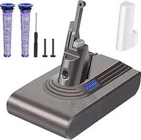 Waitley 6000 mAh pakaitinė baterija Dyson V8 Baterija Dyson SV10 V8 Absolute Animal Motorhead Fluffy Slim Fluffy Total Clean Extra rankiniam dulkių siurbliui su 2 filtrais