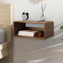 WDSHIYYI Sieninis plaukiojantis naktinis staliukas Pušies mediena Ruda 43 x 19 x 25cm
