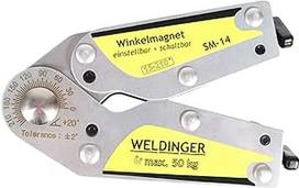 WELDINGER SM-14 perjungiamas kampinis suvirinimo magnetas Reguliuojamas kampas 15-210° Laikymo jėga iki 50 kg (matmenys 168 x 104 x 31 mm)