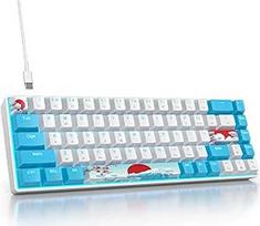 Žaidimų klaviatūra Mechaninė 60 proc., Mini RGB klaviatūra 65 proc. Amerikietiška QWERTY, 68 klavišai Laidinė klaviatūra su apšvietimu, skirta kompiuterių žaidėjams (68 jūrinės mėlynos spalvos jungiklis)