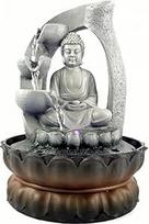Zen fontanas su Budos statula, LED šviesa ir krioklio efektu, meditacijai, atsipalaidavimui, fengšui, laimės žavesiui, 28 cm aukščio, iš dervos