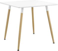 [en.casa] Kvadratinis valgomojo stalas 80 x 80 x 74 cm Baltas matinis buko spalvos virtuvės stalas 3 asmenims Retro valgomojo stalas