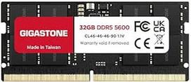 【DDR5 RAM】GIGASTONE 32GB DDR5 5600MHz PC5-44800 CL 46-46-46-90 1.1V SODIMM 262Pin Non-ECC Unbuffered Notebook Laptop High Performance Memory Upgrade