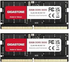 【DDR5 RAM】GIGASTONE 64GB rinkinys (2x32GB) DDR5 5600MHz PC5-44800 CL 46-46-46-90 1.1V SODIMM 262Pin Non-ECC Unbuffered Nešiojamųjų kompiuterių didelio našumo atminties atnaujinimas