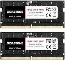 【DDR5 RAM tik nešiojamiesiems kompiuteriams】GIGASTONE 32GB rinkinys (2x16GB) DDR5 4800MHz PC5-38400 CL 40-40-40-40-77 1.1V SODIMM 262 Pin Unbuffered Non-ECC didelio našumo nešiojamųjų kompiuterių atmintis