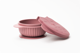 INNOGIO silikoninis dubenėlis su dangteliu GIOfresh OWL, pink, 6m +, GIO-910PINK