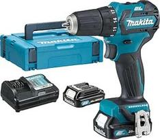 "Makita" DF332DSAJ 10,8 V ličio jonų CXT bešepetėlinis gręžtuvas su 2 x 2,0 Ah ličio jonų akumuliatoriais ir įkrovikliu "Makpac" dėkle