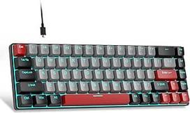 "MageGee MK-Box" nešiojamoji 60 % mechaninė žaidimų klaviatūra su mėlynu LED apšvietimu Kompaktiška 68 klavišų mini laidinė klaviatūra su rudu jungikliu, skirta "Windows" nešiojamajam kompiuteriui "Mac", pilka/juoda