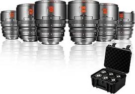 7artisans 10 mm/16 mm/25 mm/35 mm/50 mm/85 mm T2.1 kinematografinių objektyvų S35 rėmelių rinkinys, suderinamas su Canon RF-S laikikliu, skirtas RED Komodo/Komodo X/Canon C70/R7/R50/R10 (titano pilka)