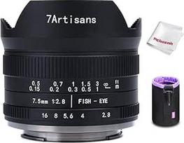 7artisans 7.5mm F2.8 APS-C Fisheye fiksuotas objektyvas Olympus Panasonic Micro Four Thirds MFT M4/3 fotoaparatams, pvz., Panasonic GH3 GH4 GF1 GM1 GM5 Olympus E-M1 E-M5 E-M10 su Pergear valymo rinkiniu