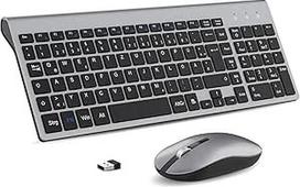 cimetech belaidės klaviatūros ir pelės rinkinys, 2.4G ultra plona nešiojamoji belaidė klaviatūra su pelės klaviatūra QWERTZ išdėstymo (vokiečių kalba), skirta nešiojamajam kompiuteriui, kompiuteriui, staliniam kompiuteriui, nešiojamajam kompiuteriui, "Win