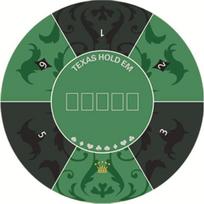 Filca paklājs galda spēlēm, 0,6 x 0,6 m, pokers, Texas Hold'em, apaļa galda virsma pokera spēlēm, somiņa 8 spēlētājiem, pokera spēles, blekdžeks, kazino