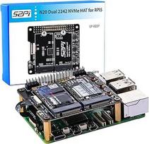 GeeekPi N20 Dual M.2 NVMe SSD Shield PCIe periferinė plokštė, skirta Raspberry Pi 5, palaiko Dual M.2 M-Key NVMe SSD 2242