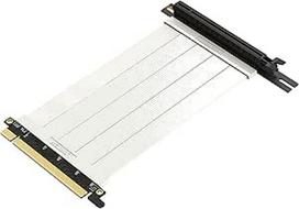 LINKUP - "Ultra PCIe 4.0 X16 Riser" kabelis (RTX4090, RX6950XT, x570, B550, Z690 išbandytas), ekranuotas, vertikalus žaidimų PCI Express Gen4 tvirtinimas, kairė kampinė moteriška jungtis (15 cm), suderinamas su 3.0 Gen3, baltos spalvos