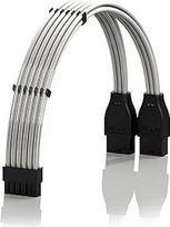 LINKUP - suderinamas su NVIDIA RTX3000, "Ampere Founders Edition FE" GPU, tefloninis didelio našumo maitinimo šaltinio adapteris, 16 AWG, padengtas sidabru, UL reitingas su šerdele, 12P į 2 x 8P PCI-e adapteris, 50 cm / 500 mm, sidabrinės spalvos