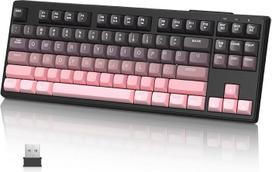 MAMBASNAKE M87 TKL 87 klavišai - belaidė žaidimų klaviatūra su dvejopu režimu, "Bluetooth/2.4GHz", 4000 mAh baterija, membraninė klaviatūra su vaivorykštiniu rausvu apšvietimu