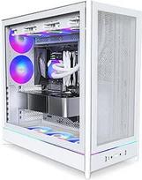MONTECH HS01 PRO, ATX Mid-Tower kompiuterio korpusas, žaidimų kompiuteriui, didelis oro srautas, dvipusis išdėstymas, tinklinė priekinė plokštė, iš anksto sumontuoti 5X ARGB PWM ventiliatoriai, įleidžiamas dizainas, be įrankių, baltos spalvos