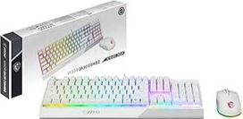 MSI Vigor GK30 Combo IT pusiau mechaninė žaidimų klaviatūra + pelė Žaidimų sankaba GM11, RGB Mystic Light, daugialypės terpės sparčiųjų klavišų funkcija, atspari vandeniui, idealiai tinka biurui, itališkas išdėstymas, balta