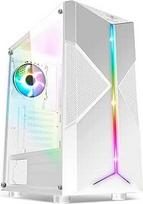 Spirit of Gamer - Clone III | Kompiuterių dėžė balta RGB | Suderinama su ATX/mATX/ITX | Tuščias žaidimų bokštas su grūdinto stiklo šonine panele | 2 kompiuterio ventiliatoriai 120 mm, įskaitant 1 ARGB