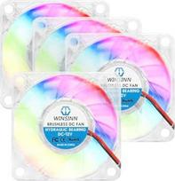 WINSINN 60 mm RGB ventiliatorius 12 V, spalvotas LED mikro 12 V ventiliatorius 6010 su hidrauliniu guoliu, bešepetėlinis aušinimas 60 x 10 mm 2PIN (4 vnt.)