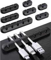 Yomiin Cable Holder Cable Clips, 8 Cable Organizer Set, Self-Adhesive Cable Clips, Cable Management Accessories, USB Charging Cable Holders for Office Desk