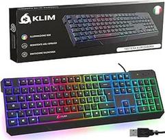 ⭐️KLIM "Chroma" žaidimų klaviatūra QWERTY ITALY Laidinė USB - Aukštos kokybės - Nauja versija - Chromatinis apšvietimas Žaidimams Juoda RGB PC PS4 Windows Mac