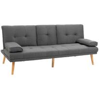 HOMCOM 3 vietų sofa-lova, sofa-lova su atlenkiamu staliuku, puodelio laikiklis, skandinaviško dizaino, tamsiai pilka, iki 250 kg
