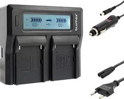 "Blumax" "Sony NP-F750 / F550 / F970 / F960" dvigubas įkroviklis || Įkrauti 2 baterijas vienu metu