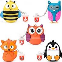 "BorlterClamp" 5 vnt. 16GB USB atminties laikmenos atmintinė "Cute Animal Patterns" dovana studentams vaikams