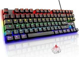 "G-Lab Keyz Mercury TKL" mechaninė žaidimų klaviatūra 87 klavišai Laidinė USB AZERTY prancūziška LED apšviesta daugiaspalvė kompaktiška žaidimų klaviatūra be skaitmeninės klaviatūros PC/PS4/PS5/Xbox