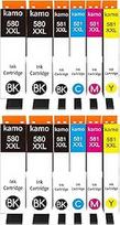 "Kamo" PGI-580 CLI-581 XXL spausdintuvo kasetės, suderinamos su "Canon" 580XXL 581XXL kasetėmis (12 vnt.), skirtos "Pixma" TS705 TS6350 TR8550 TS6150 TS6351 TR7550 TS6250 TS6151 TS6251 TS9550