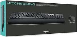 "Logitech MK850" belaidės klaviatūros ir pelės rinkinys, "Bluetooth" ir 2,4 GHz ryšys per USB imtuvą, daug įrenginių, nuo 24 iki 36 mėnesių baterijos veikimo laikas, delnų atrama, ispaniškas QWERTY išdėstymas