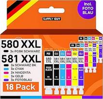 "Supply Guy 580XXL 581XXL" spausdintuvo kasetės suderinamos su "Canon PGI-580 CLI-581" kasetėmis su foto mėlyna spalva, tinkančios "Pixma TS8150 TS8250 TS8350 TS8350a TS8351 TS8351a TS8352 Multipack 18 rašalo pakuočių