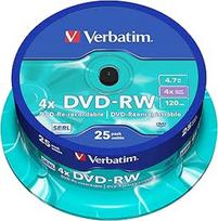 "Verbatim" 43639 4,7GB DVD-RW - 25 vnt.
