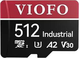"VIOFO" 512GB "MicroSD" kortelė Pramoninės klasės U3 A2 V30 didelės spartos atminties kortelė su adapteriu, skirta Ultra HD 4K vaizdo įrašymui, skirta "Dash Cam" veiksmo kamerai, "Android" išmaniesiems telefonams, planšetiniams kompiuteriams