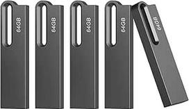 5 USB atmintinių pakuotė 64GB USB 3.0 Memory Stick Mini Flash Drive Greitaeigė vandeniui atspari atmintinė "iOS" "Android" mobiliajam telefonui "Linux" nešiojamajam kompiuteriui Juoda